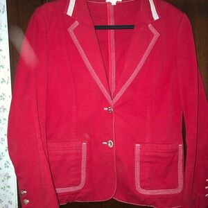 St. John Red Blazer with White Trim